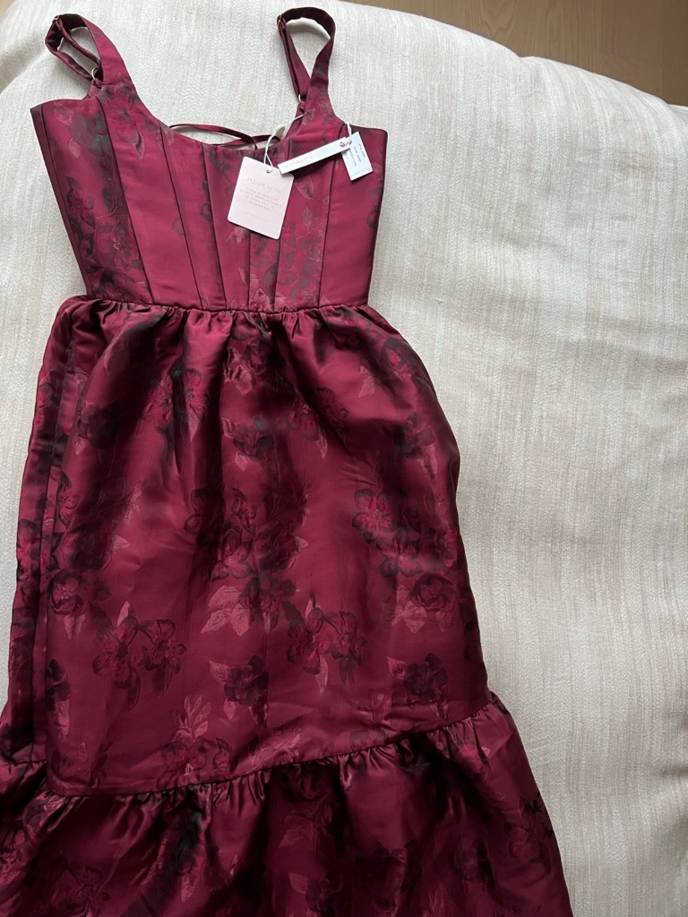 NWT V Chapman Avery Gown in Garnet Baroque Floral - Picture 7 of 8